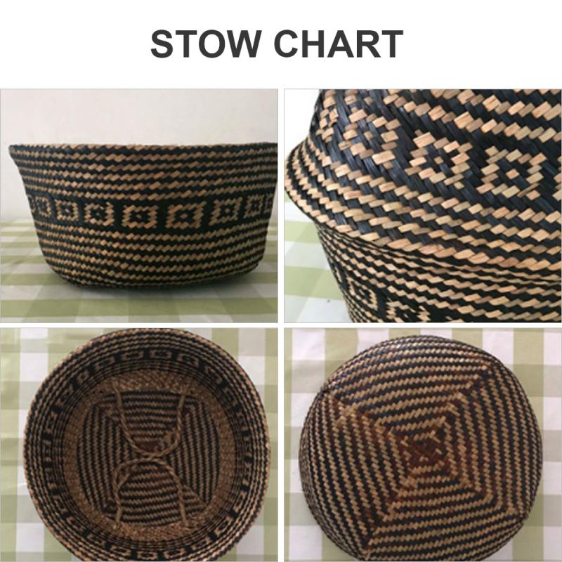 Foldable Handmade Woven Basket Seagrass for Storage, Home Decoration, Plants